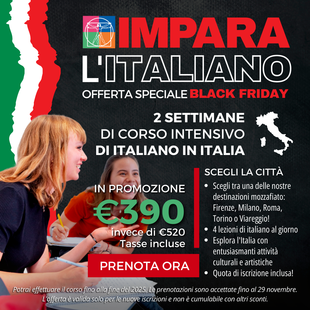 Offerta Black friday per studiare italiano in Italia