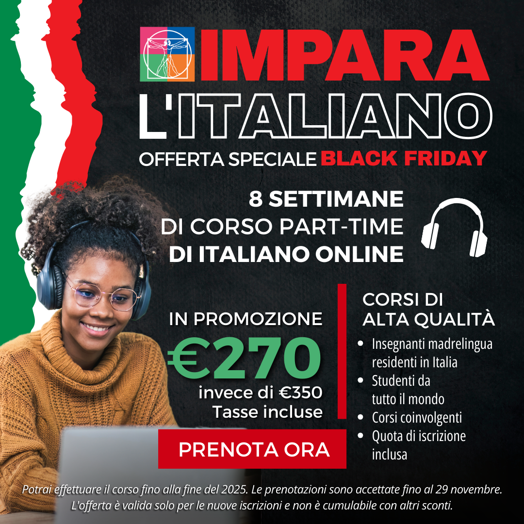 Offerta Black friday per studiare italiano in Italia